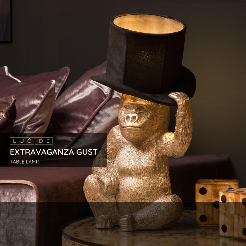 Lucide EXTRAVAGANZA GUST - Stolná lampa - Ø 22 cm - 1xE14 - Čierna